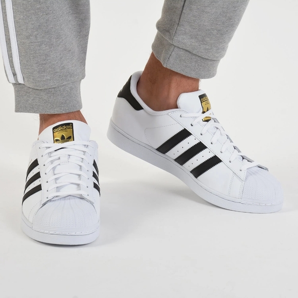 Adidas Super Star Mens White and Black Strip Shoes